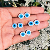 Shell turquoise evil eye 925 stud earrings