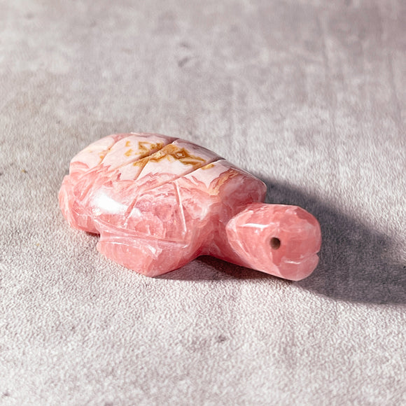 Rhodochrosite turtle carving