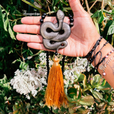 Gold obsidian snake mala