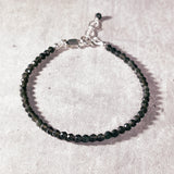 Faceted black moonstone round 925 bracelet