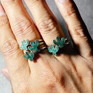 Malachite cacti 925 ring