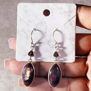 Red labradorite garnet 925 dangles