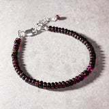 Red garnet smooth rondelle 925 bracelet