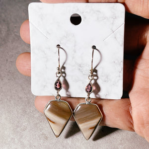 Navajo county petrified wood garnet 925 dangles