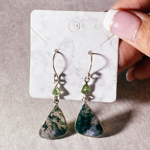 Moss agate peridot 925 dangles