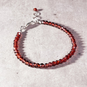 Faceted pyrope garnet rondels 925 bracelet