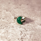 Green onyx moon 925 sz6.25 ring