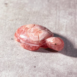 Rhodochrosite turtle carving