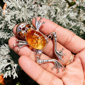 Baltic amber frog pendant