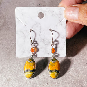 Bumblebee jasper carnelian 925 dangles