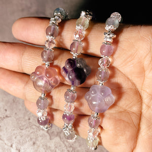 Fluorite paw adjustable bracelet