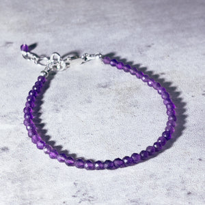 Amethyst faceted round 925 bracelet