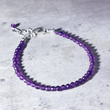 Amethyst faceted round 925 bracelet