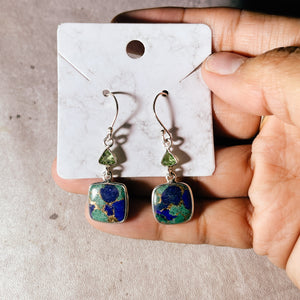 Copper Azurite malachite peridot 925 dangles #2