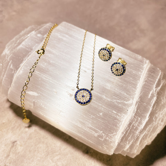 Evil eye 16+2” gold 925 necklace