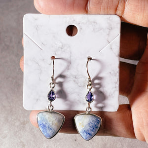 Blue scheelite iolite 925 dangles