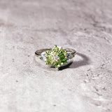 Floral Blue topaz peridot 925 sz9.25 ring