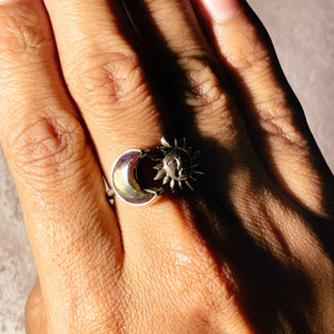 Labradorite moon & sun 925 sz8+ ring