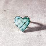 Sterling opal heart 925 sz10.25 ring