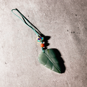 Burmese jade leaf charm