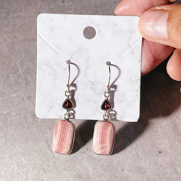 Rhodochrosite garnet 925 dangles