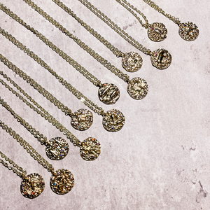 Zodiac pave coin necklace