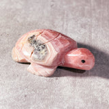 Rhodochrosite turtle carving