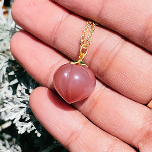 African agate peach necklace