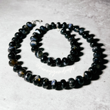 Black agate black tourmaline 925 necklace