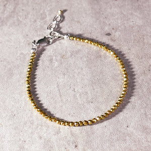 Faceted gold pyrite 925 bracelet