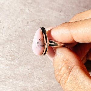 Pink opal teardrop 925 s6 ring