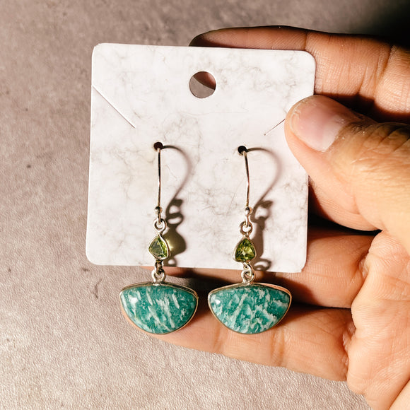 Russian Amazonite & peridot 925 dangles