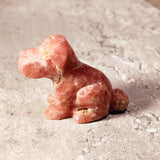 Rhodochrosite dog carving