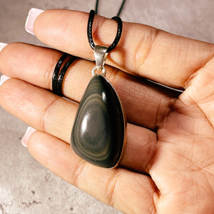 Rainbow obsidian 925 pendant