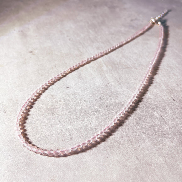 Faceted rose quartz round 925 necklace