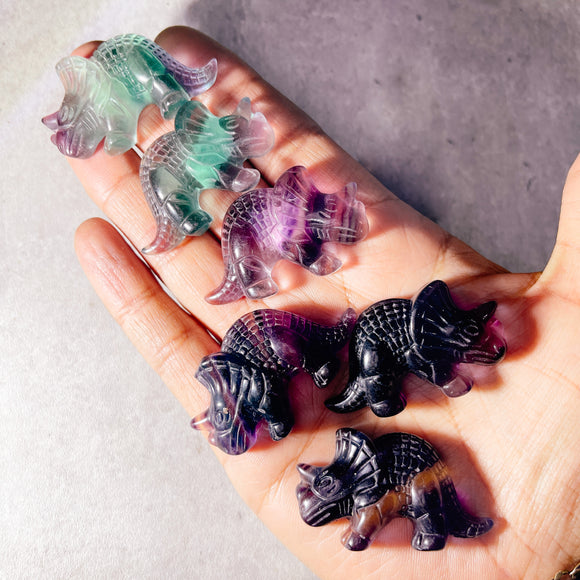 Fluorite dino carving