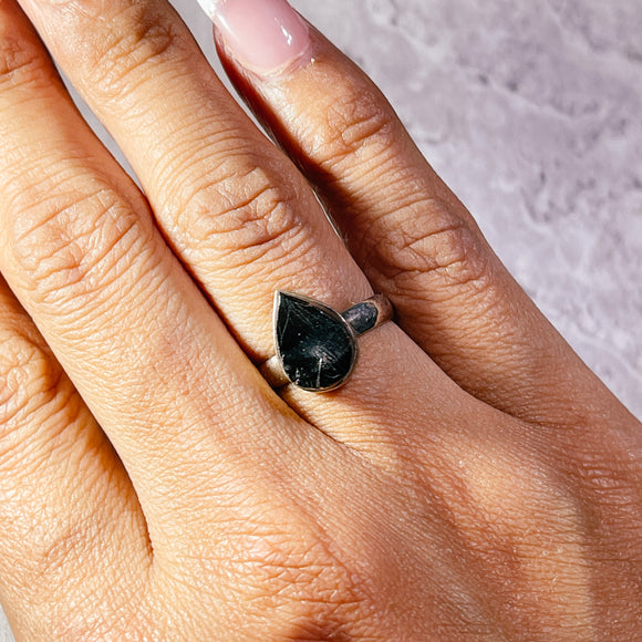 Rough shungite 925 sz7 ring