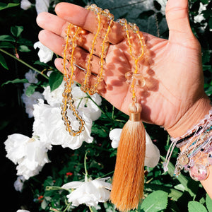 Citrine bunny carving mala