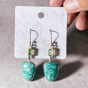 Russian Amazonite & peridot 925 dangles