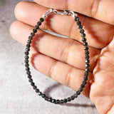 Faceted black moonstone round 925 bracelet