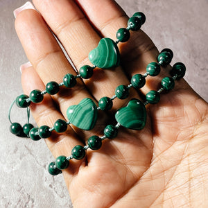 Malachite heart adjustable knot bracelet