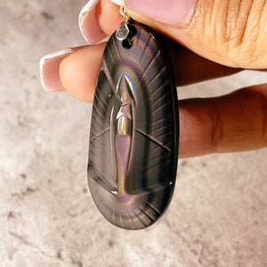 Obsidian Virgin Mary 925 pendant #A