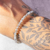 Faceted grey moonstone round 925 bracelet