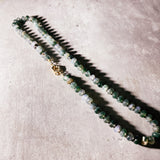 Moss agate silk knot necklace