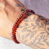 Faceted pyrope garnet rondels 925 bracelet