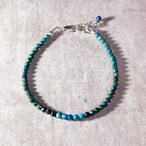 Faceted chrysocolla 925 bracelet