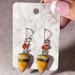 Bumblebee jasper carnelian 925 dangles