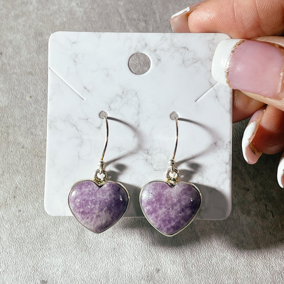 Lepidolite heart 925 dangles