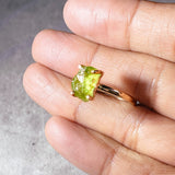 Rough peridot 925 adjustable rose gold ring