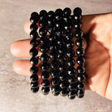 Faceted black onyx 8mm stretch bracelet